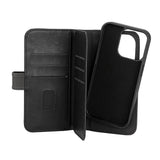 iPhone 15 Pro GEAR Leather Flip Cover 2-i-1 w. Lommebok 7 kort - Svart