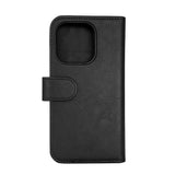 iPhone 15 Pro GEAR Leather Flip Cover 2-i-1 w. Lommebok 3 kort - Svart