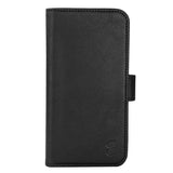 iPhone 15 Pro GEAR Leather Flip Cover 2-i-1 w. Lommebok 3 kort - Svart