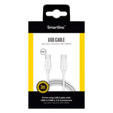 Smartline (3A/15W) USB-C til USB-C-kabel 3 m. - Hvit