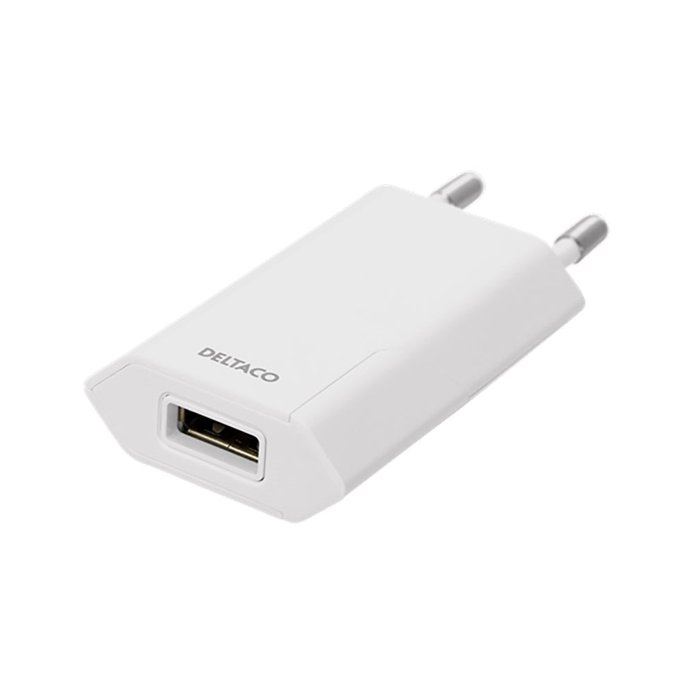 Deltaco 5V/1A 5W Vegglader m. USB-A - Hvit