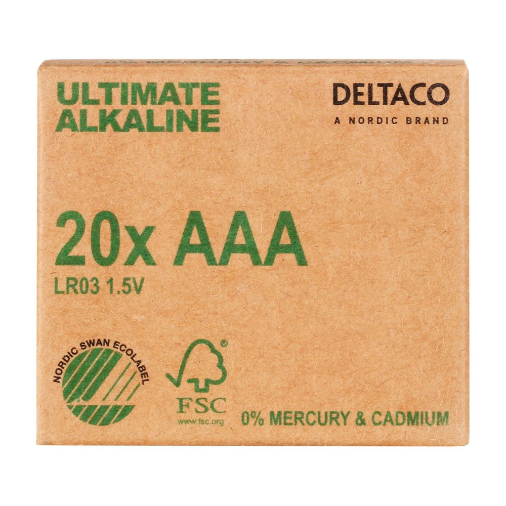 Ultimate Alkaline - Deltaco - 20 x AAA Batterier