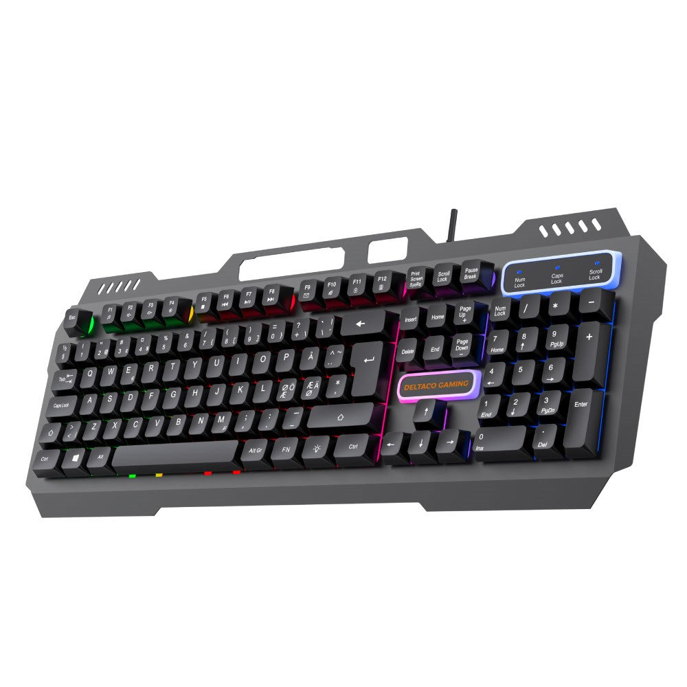 Deltaco DK130 Gaming Tastatur med Regnbuelys - Nordisk Layout - Sort