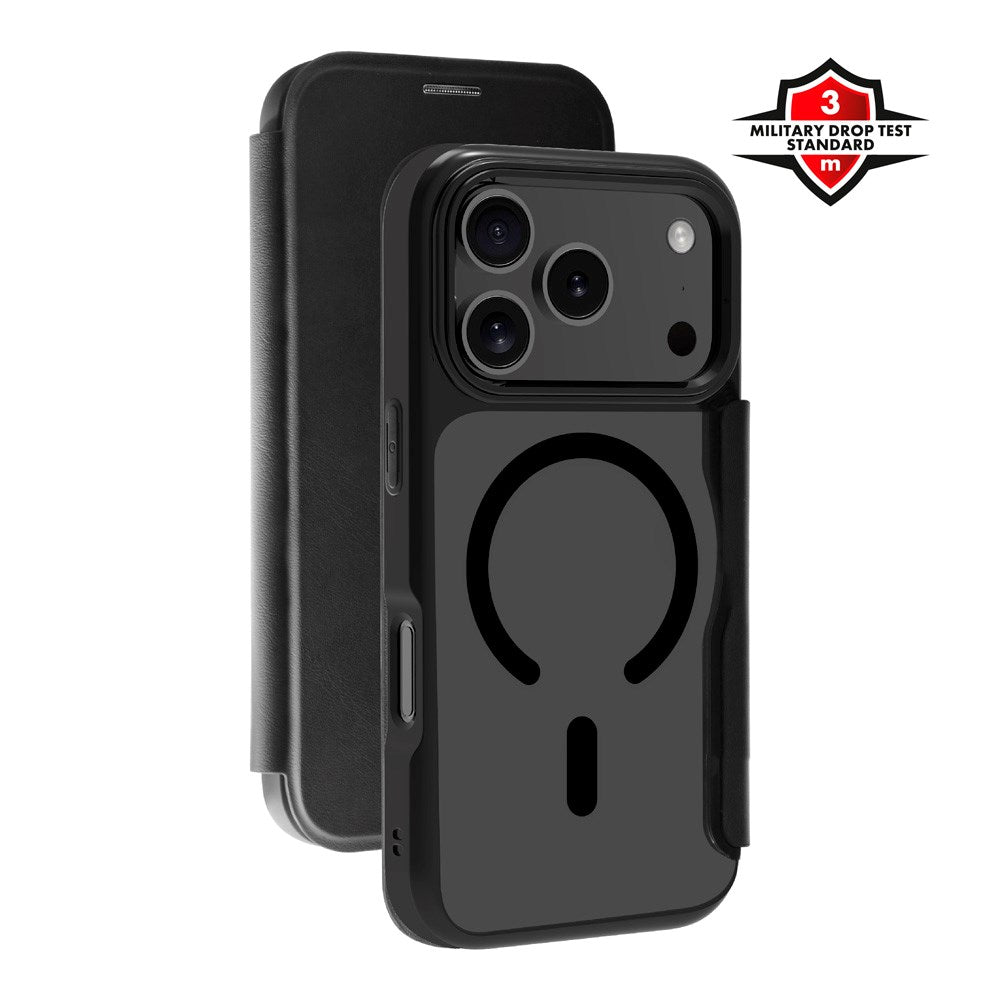 iPhone 17 Pro Max X2O Mag Wallet Flip Case m. Indbygget Kortholder - Sort