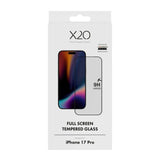 iPhone 17 Pro X2O Skærmbeskyttelse m. Monteringssystem - 9H Hærdet Glas- Gennemsigtig / Sort Kant