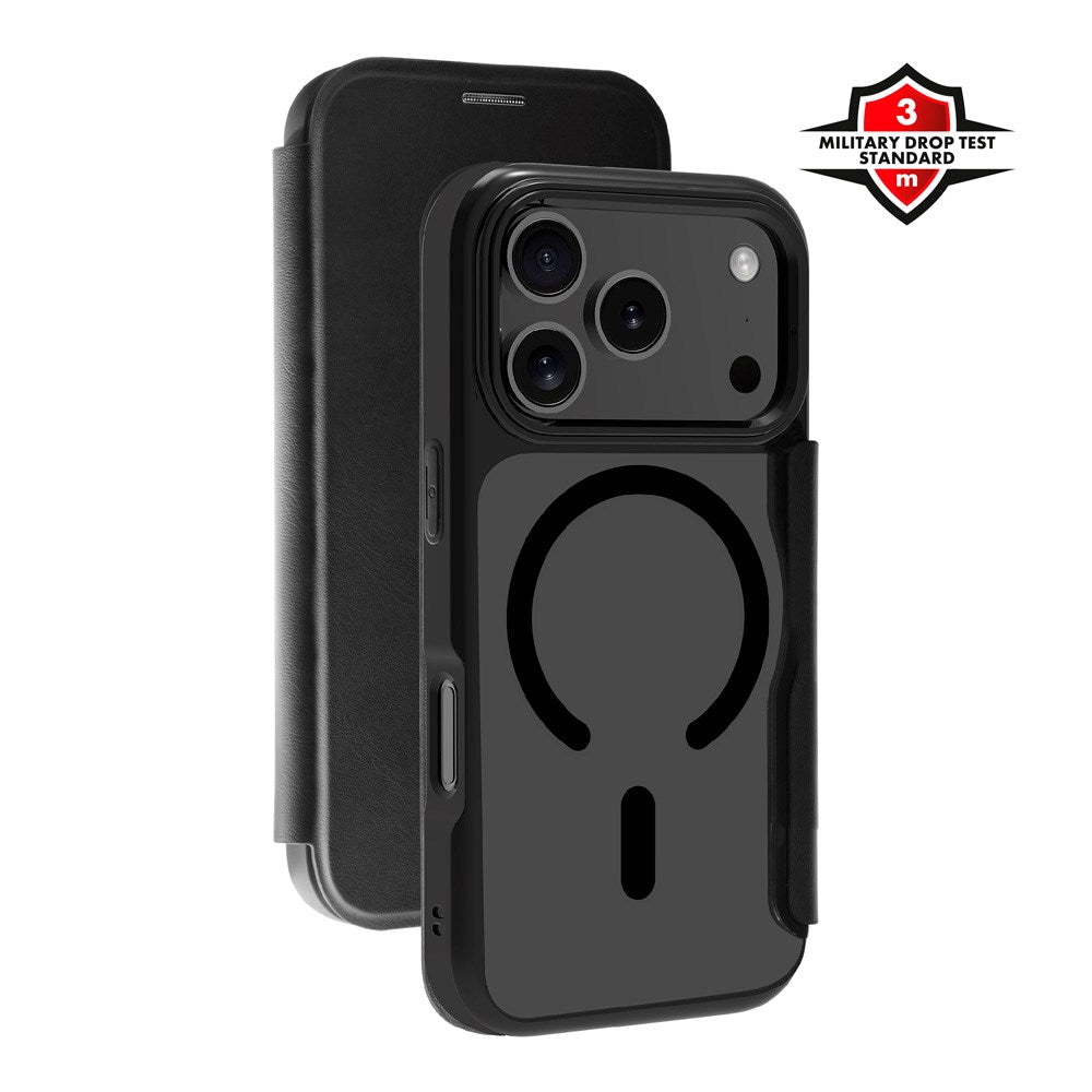 iPhone 17 Pro X2O Mag Wallet Flip Case m. Indbygget Kortholder - Sort