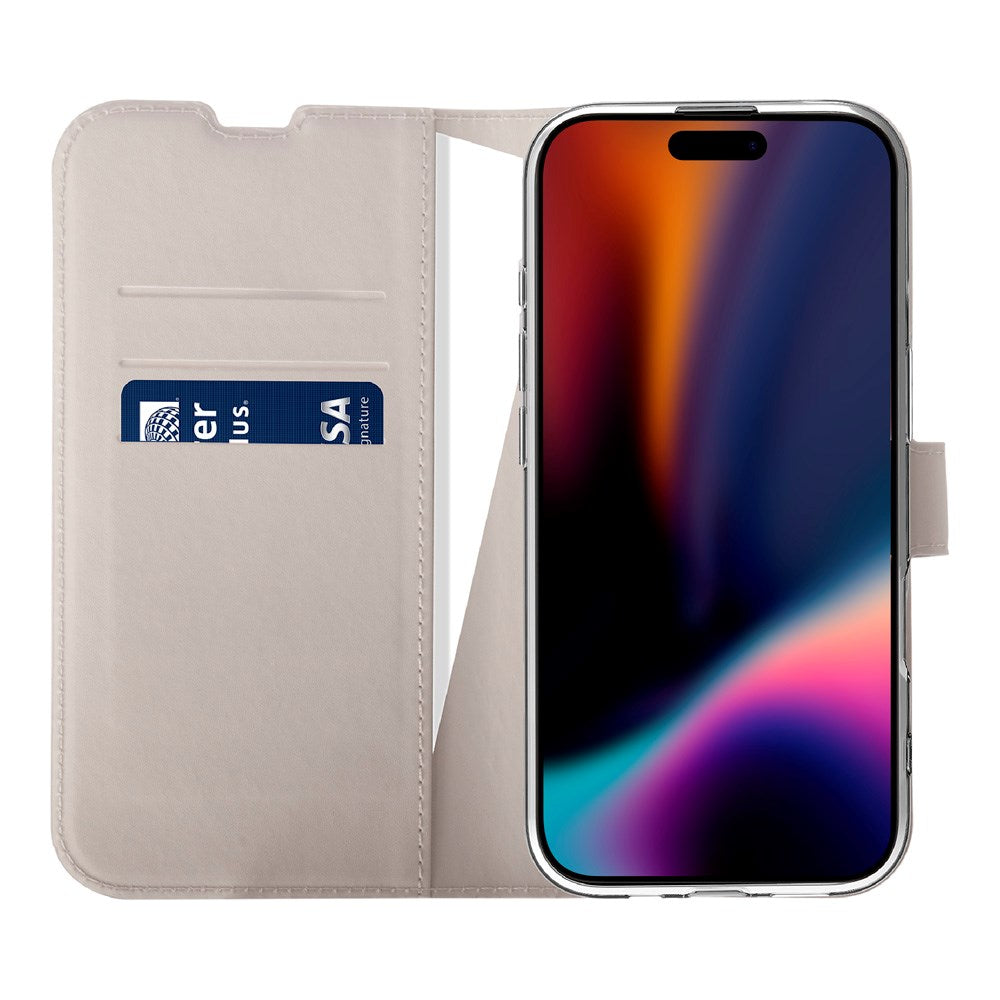 iPhone 17 Pro X2O Classic Wallet Flip Case m. Pung & Ståfunktion - Beige