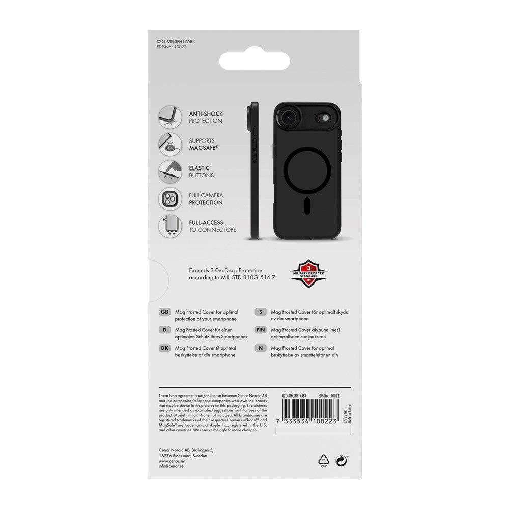X2O iPhone Air Mag Frosted Mobil Cover - MagSafe Kompatibel - Mat Sort
