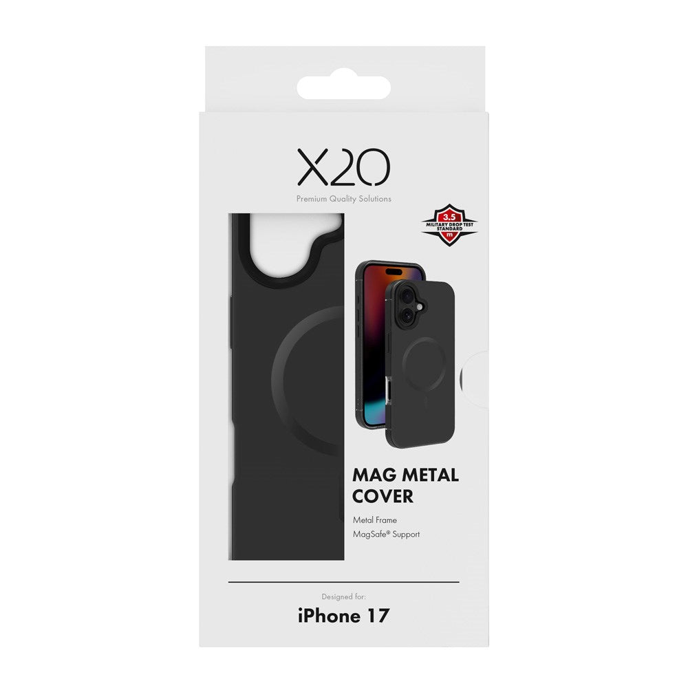 iPhone 17 X2O Mag Metal Mobil Cover - MagSafe Kompatibel - Sort