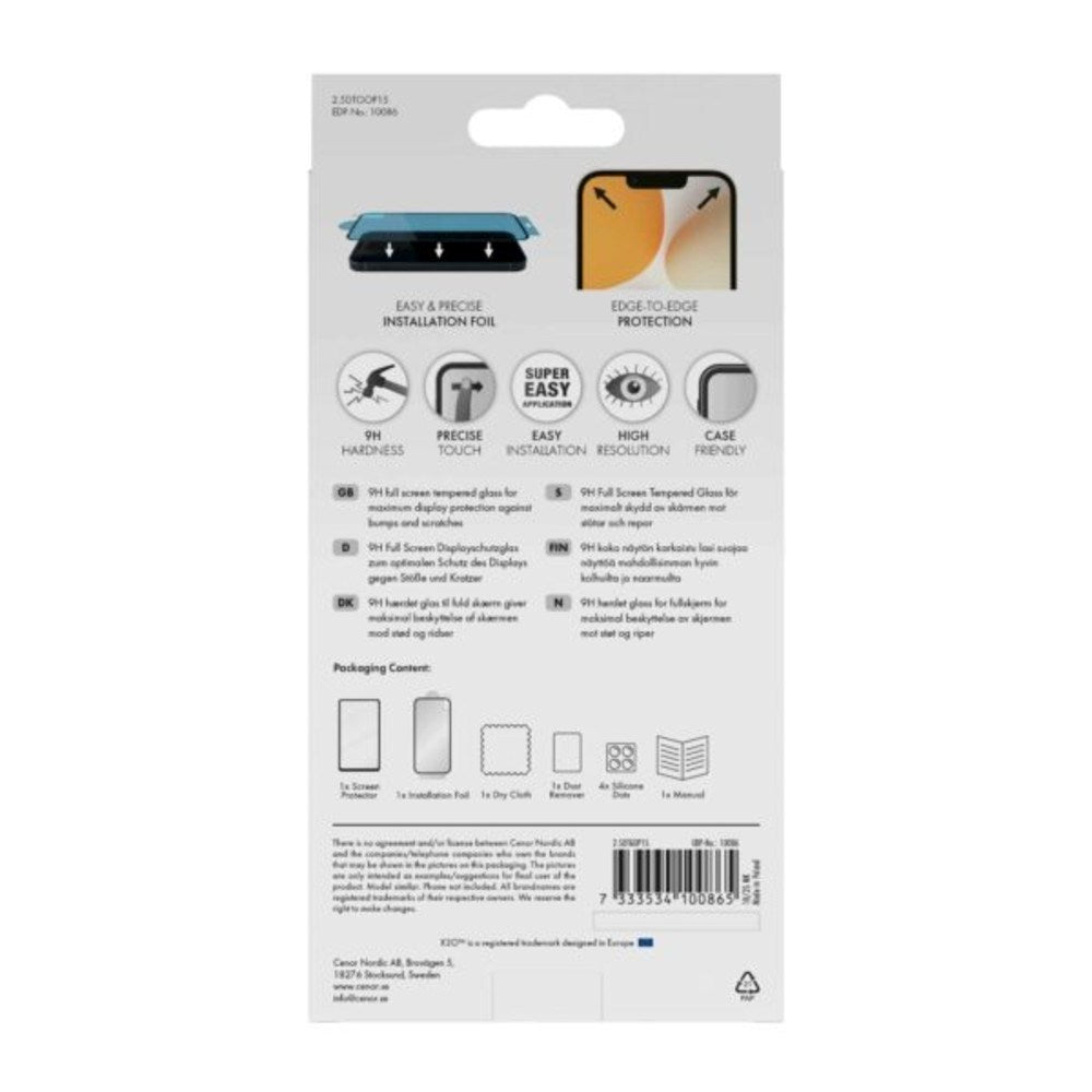 X2O OnePlus 15 9H Hærdet Skærmbeskyttelsesglas - Full Fit - Gennemsigtig