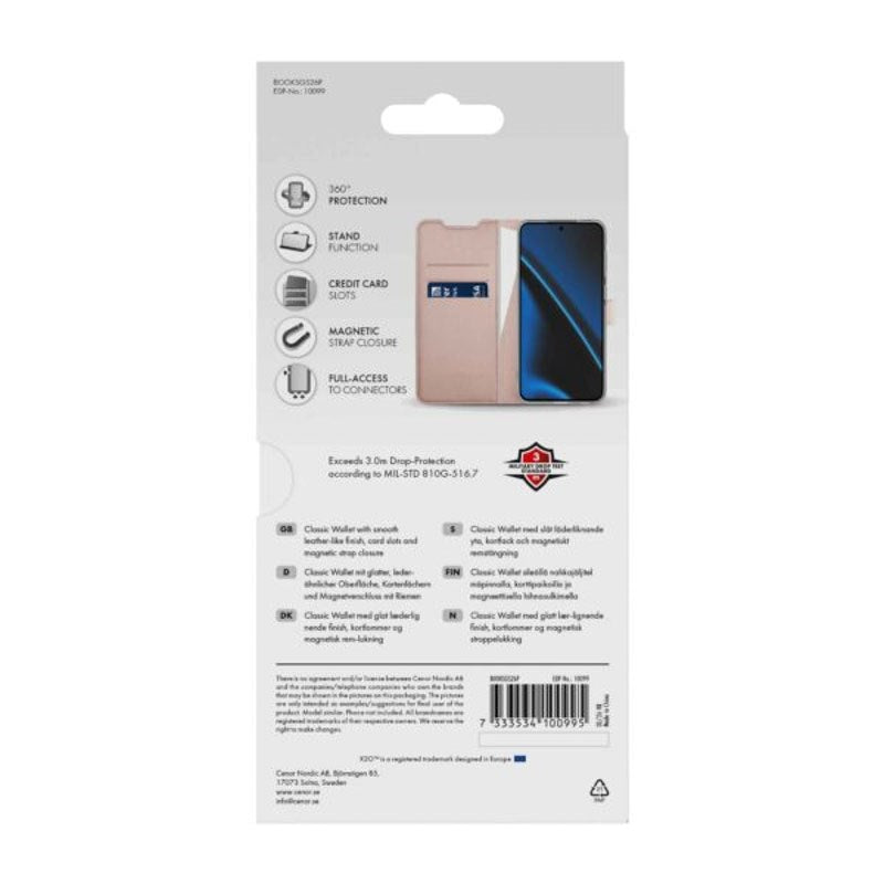 Samsung Galaxy S26 X2O Classic Wallet Flip Cover m. Kortholder & Ståfunktion - Rose Gold