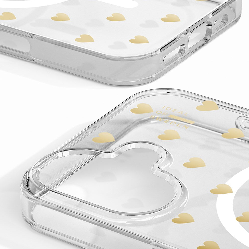 iPhone 16 iDeal Of Sweden gjennomsiktig deksel - MagSafe-kompatibel - Golden Hearts