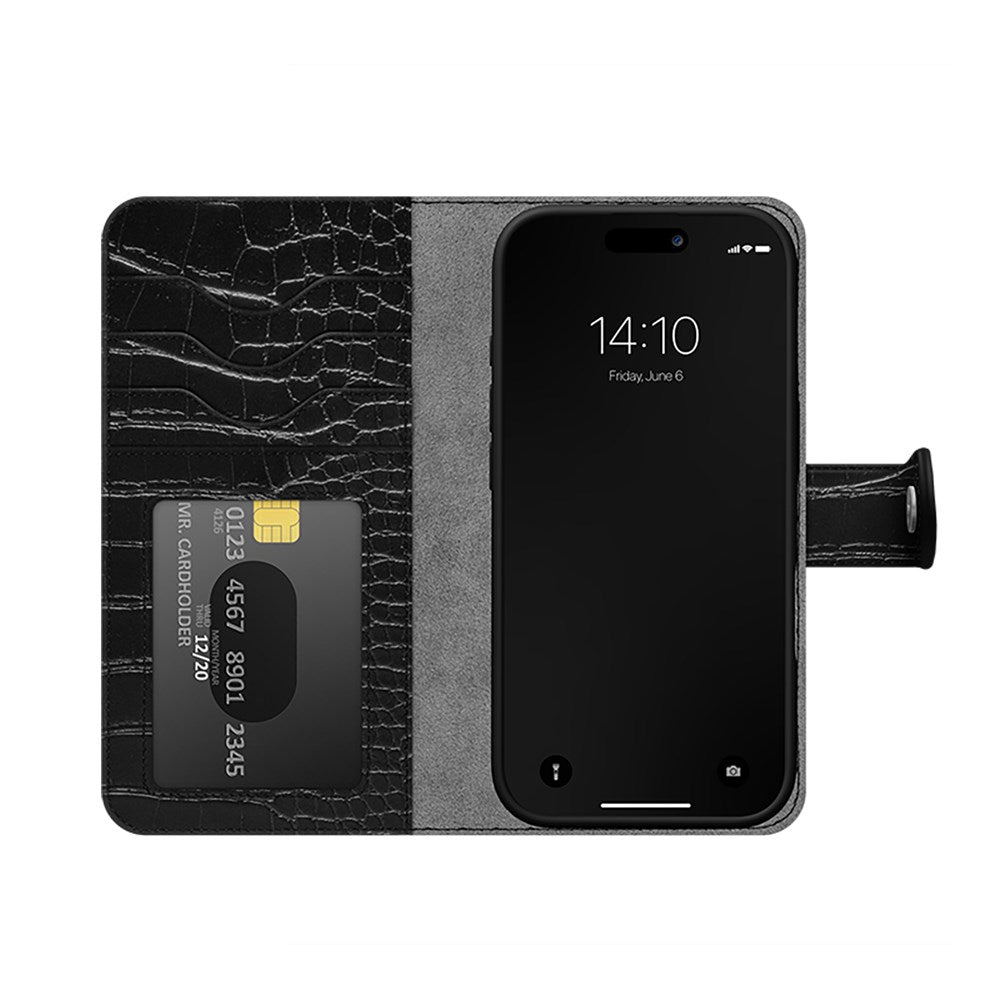 iDeal Of Sweden iPhone 16 Magnet Wallet+ Flip Deksel - Svart Croco