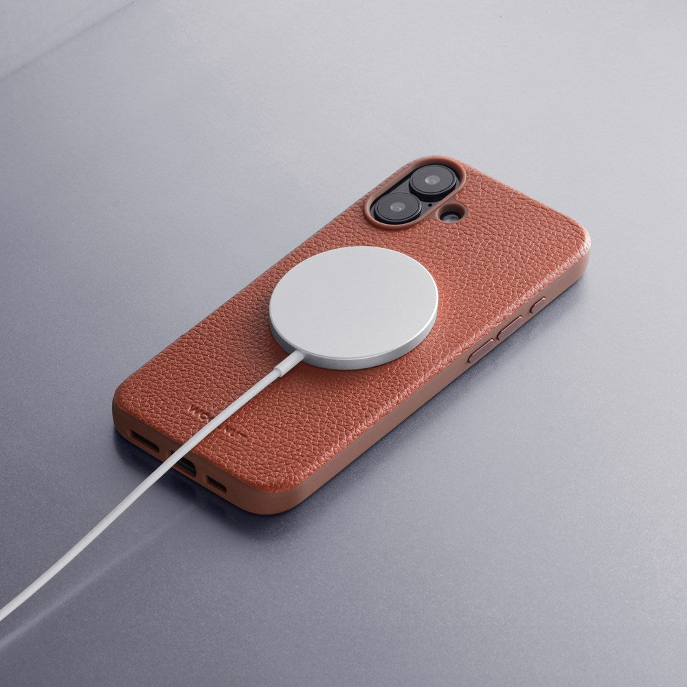 iPhone 16 WOOLNUT Bakdeksel i ekte skinn - MagSafe-kompatibelt - Brun