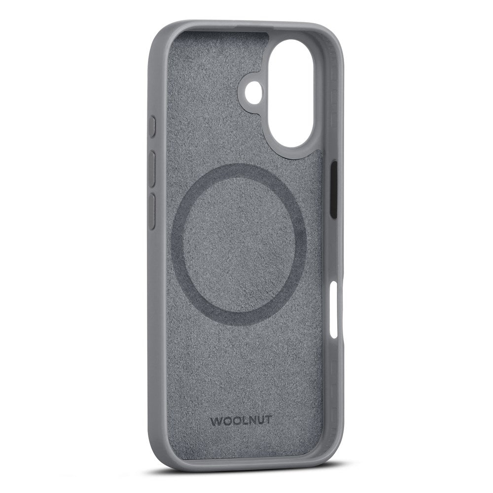 iPhone 16 WOOLNUT Bakdeksel i ekte skinn - MagSafe-kompatibelt - Grå