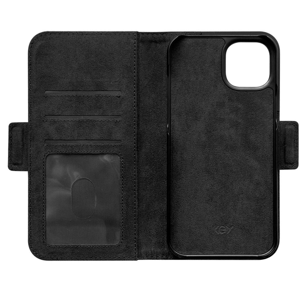 iPhone 14 Plus Key Nordfjord Slim Wallet Skinndeksel m. Lommebok - Svart
