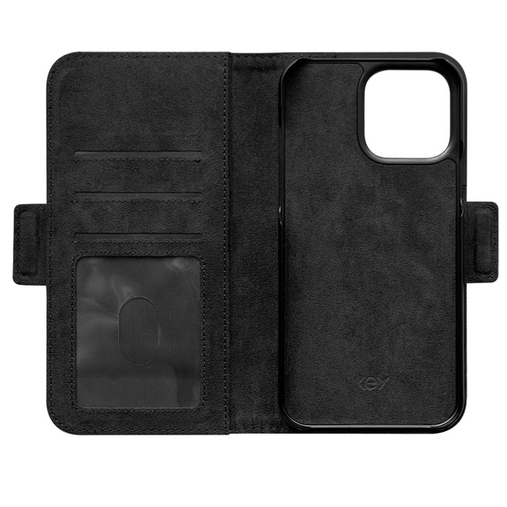 iPhone 14 Pro Max Key Nordfjord Slim Wallet Skinndeksel m. Lommebok - Svart