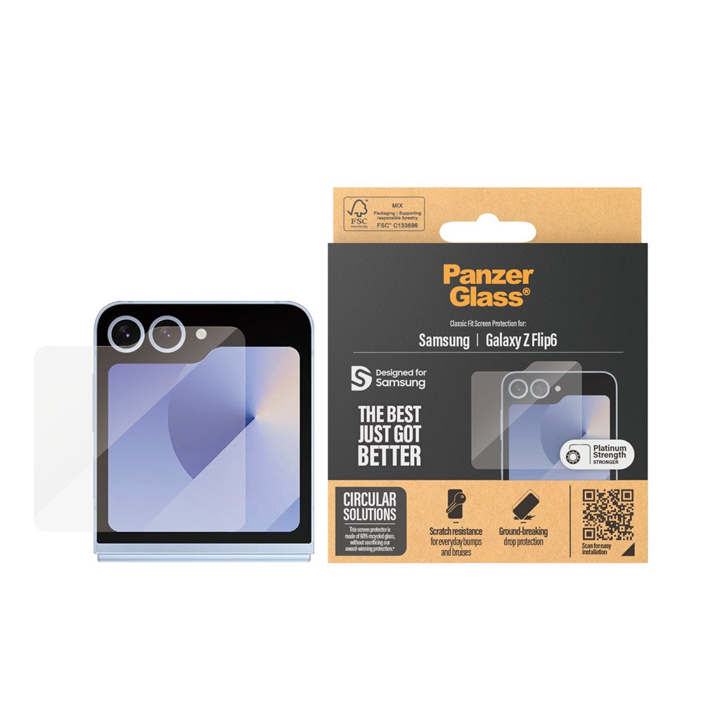 Samsung Galaxy Z Flip6 PanzerGlass Sub Screen Classic Fit skjermbeskytter - platinastyrke - gjennomsiktig