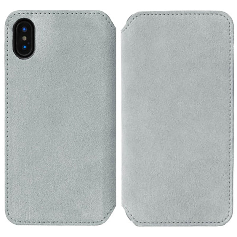 Krusell Broby Slim Wallet iPhone XS Max Suede Flip Deksel - Grå