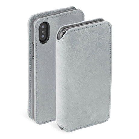 Krusell Broby Slim Wallet iPhone XS Max Suede Flip Deksel - Grå