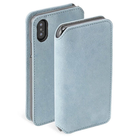 Krusell Broby Slim Wallet iPhone XS Max Suede Flip Deksel - Blå