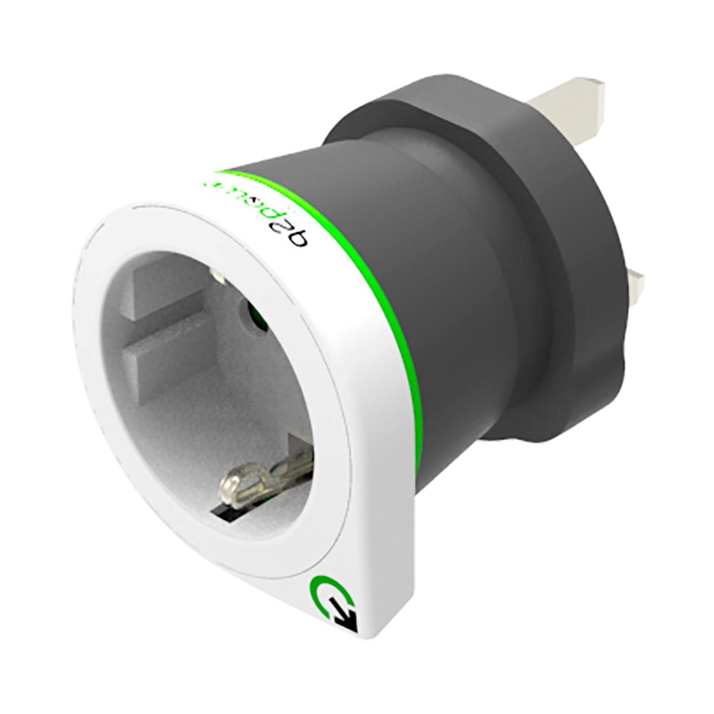 Q2 Power Europa til UK Rejseadapter - Hvid / Sort