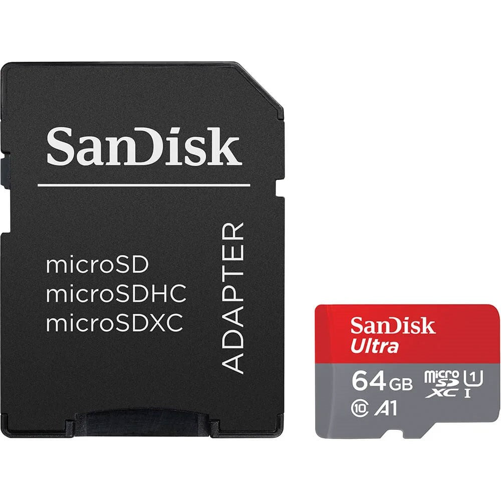 SanDisk 64GB Micro SDXC Hukommelseskort m. Adapter - Rød / Grå