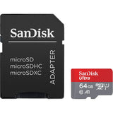SanDisk 64GB Micro SDXC Hukommelseskort m. Adapter - Rød / Grå