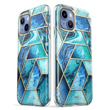iPhone 14 / 13 i-Blason Cosmo Marble Bagside Cover m. Skærmbeskyttelse - Ocean Blue