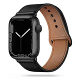 Apple Watch (38/40/SE/41mm) Tech-Protect Leatherfit Rem - Sort / Brun