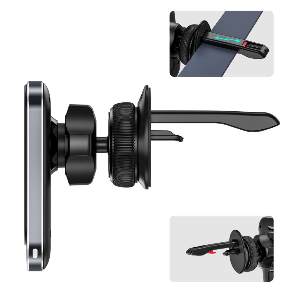 Tech-Protech V2 magnetisk bilholder for ventilasjonssystemer m. MagSafe - Trådløs lading - Svart