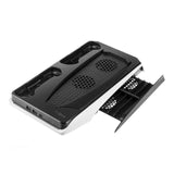 PS5-stativ m. Kjøling / 2 x USB-A / 2 x PS5-kontroller ladespor - Hvit / Svart