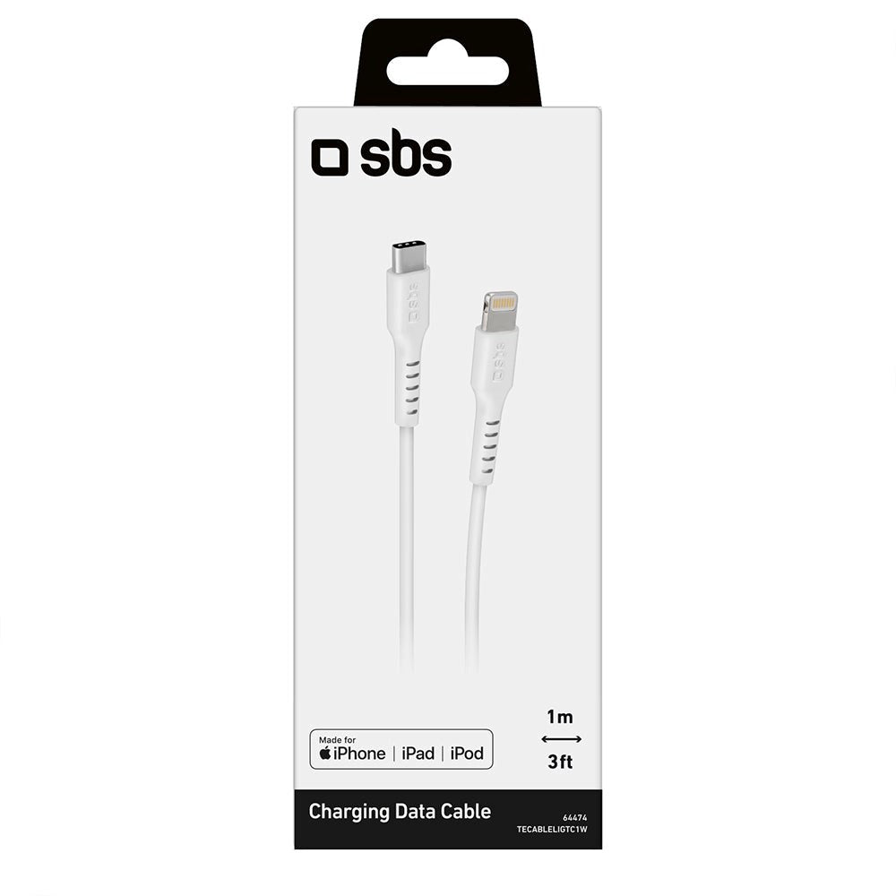 SBS USB-C til Lightning-kabel - 1 meter - MFI - 20W (PD) - Hvit
