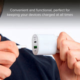 SBS 20W hurtigvegglader m. USB-C PD &amp; USB-A AFC - Hvit