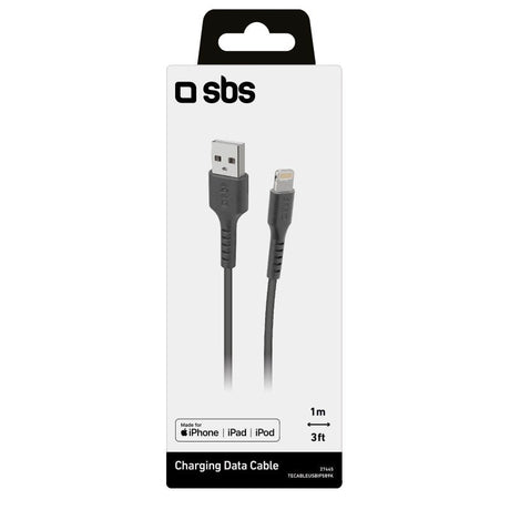 SBS USB-A til Lightning-kabel - 1 meter - MFI - 480 Mbit/s - Svart