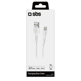 SBS USB-A til Lightning-kabel - 3 meter - MFI - 480 Mbit/s - Hvit