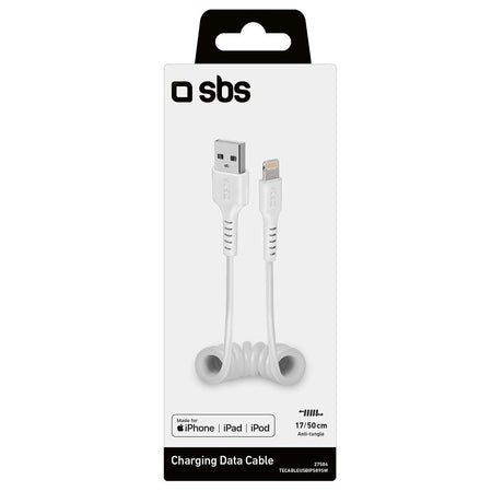 SBS USB-A til Lightning telefonledning - Maks 0,5 meter - MFI - 480 Mbit/s - Hvit