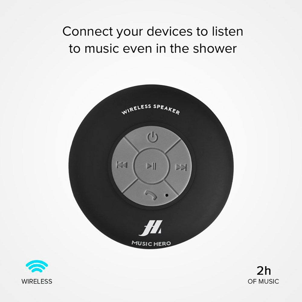 Music Hero Bluetooth-høyttaler med sugekopp - Svart 