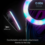 SBS Selfie Ring Light Mini m. Flerfarget lys for smarttelefon - svart