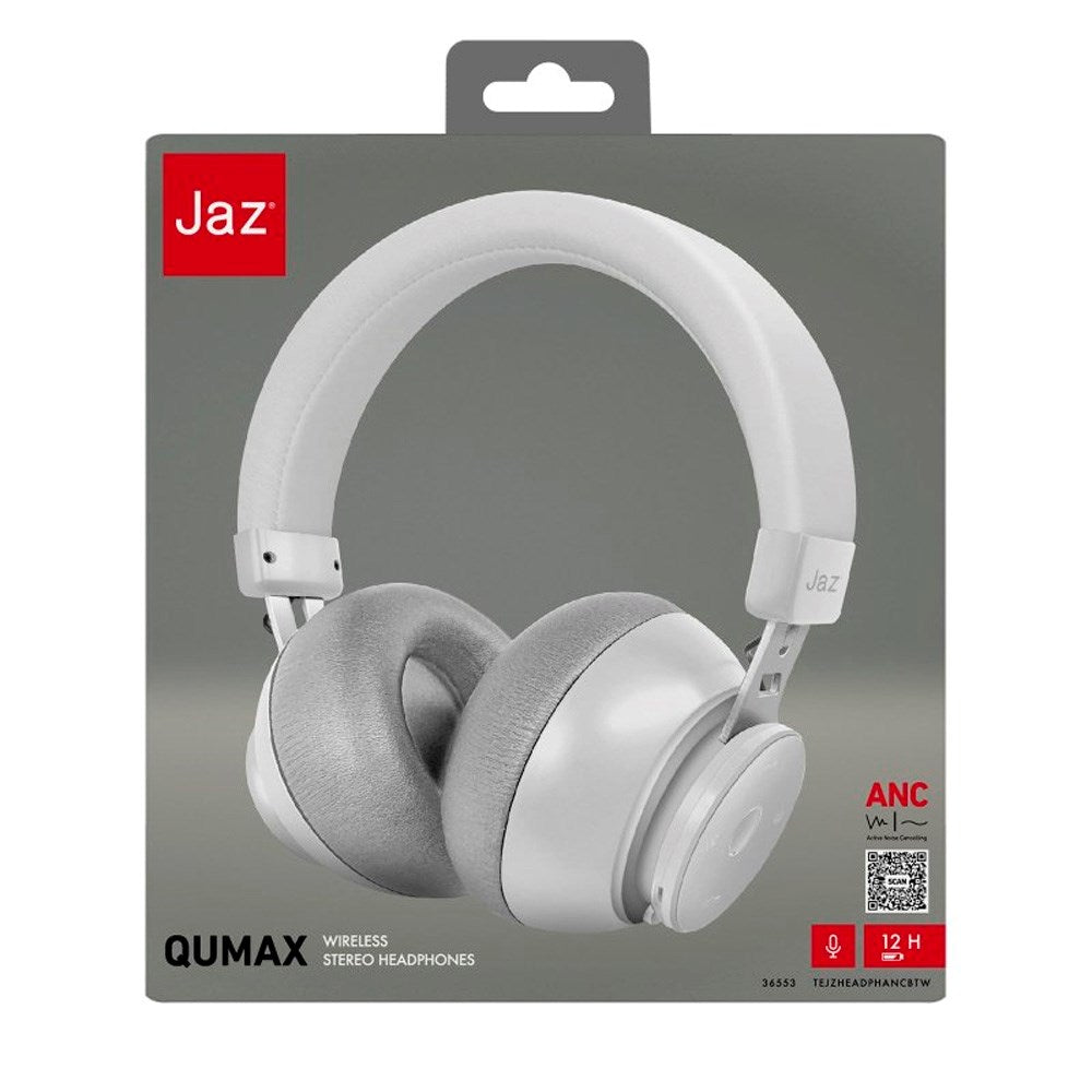 JAZ Wireless ANC Headset med mikrofon og kontroller - Hvit