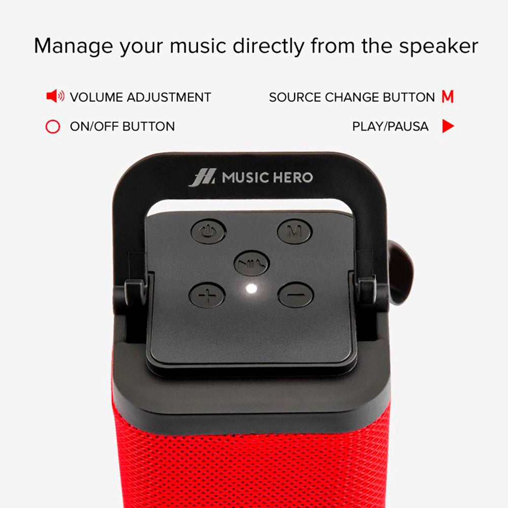 Music Hero Bluetooth-høyttaler med mobilholder - rød 