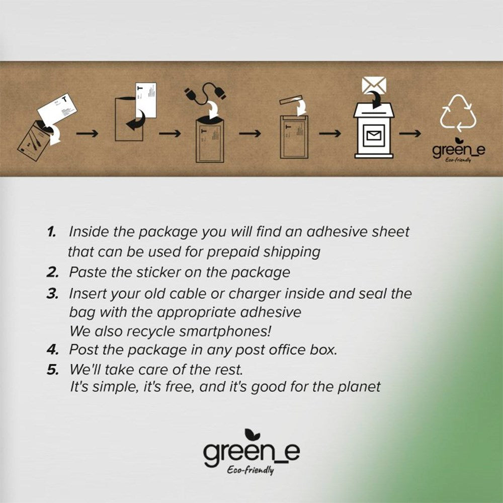 SBS x GREEN_E USB-A til USB-C-kabel 30W m. Gjenvinningssett - 1,2 m - Sort