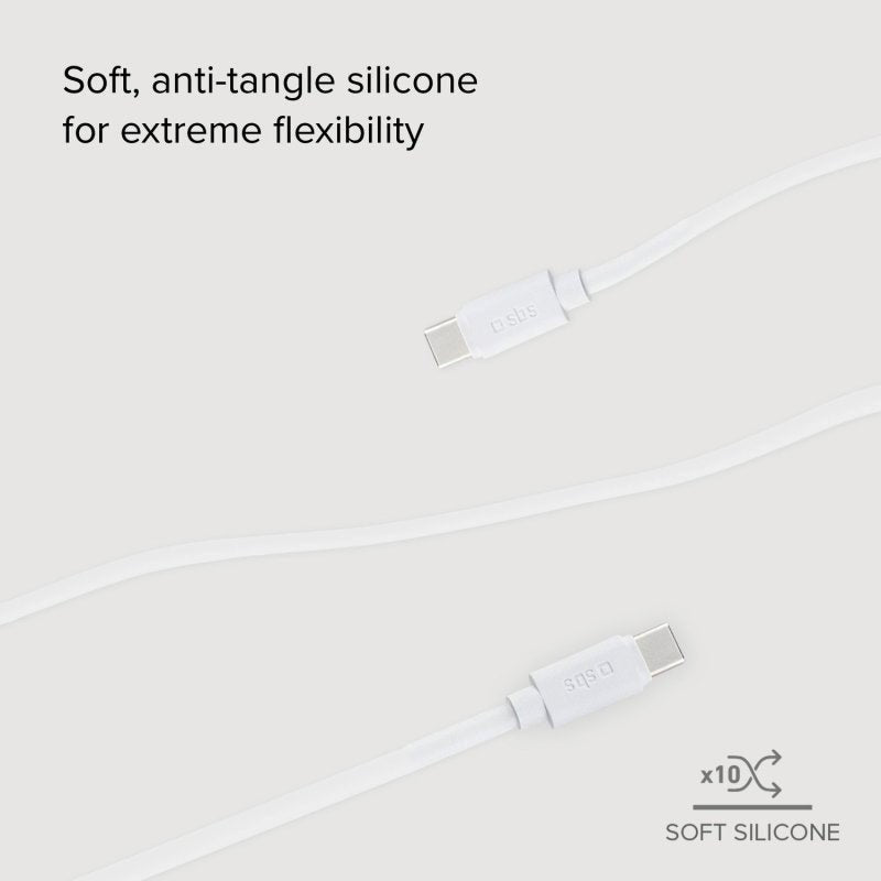 SBS Polo Collection USB-C til USB-C-kabel - 1 meter - 480 Mbit/s - Hvit