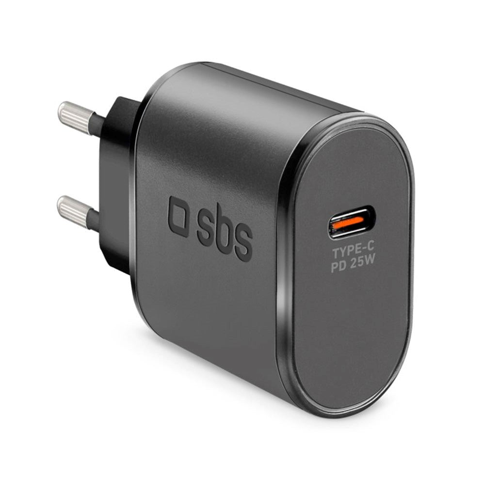 SBS 25W Power Delivery Vegglader m. USB-C - Svart