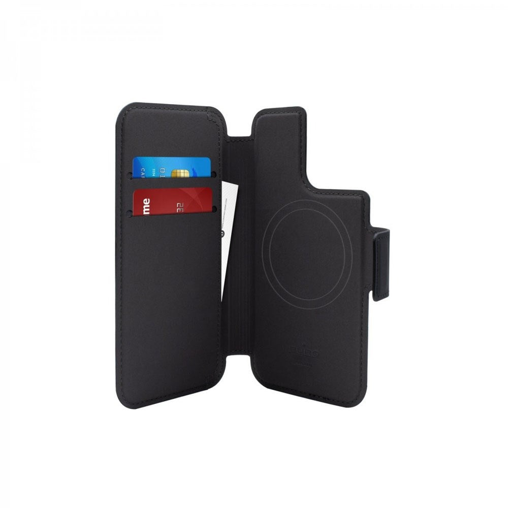 iPhone 14 Pro Max / 13 Pro Max Puro Folio Cover med Kortholder - MagSafe Kompatibel - Sort