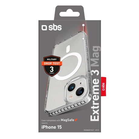 iPhone 15 SBS Extreme 3 Mag-deksel - MagSafe-kompatibel - Gjennomsiktig