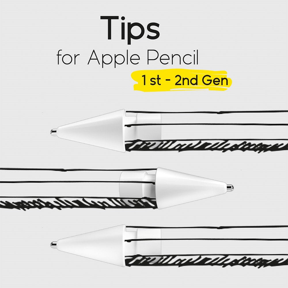 doodroo Apple Pencil Metal Tip - 3-Pack - Hvit