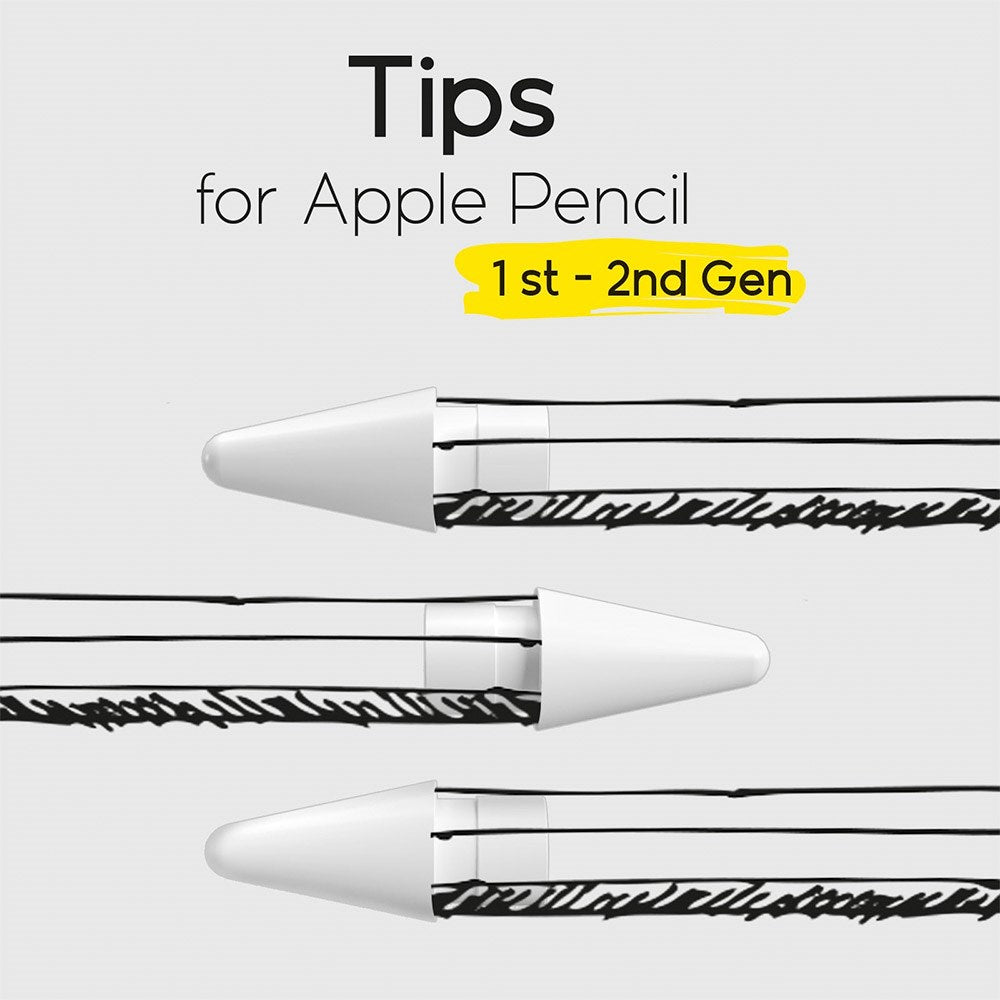 doodroo Apple Pencil Plast Tips - 3-Pack - Hvit