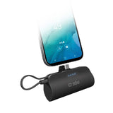 SBS Powerbank Nano Tube 12W / 5000mAh w. Stativ &amp; USB-C - USB-C-kabel - Svart