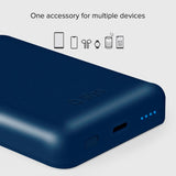 SBS Mag 5000 mAh PowerBank m. USB-C og trådløs lading - blå